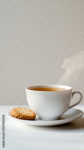 A Cozy Moment with Tea and a Cookie