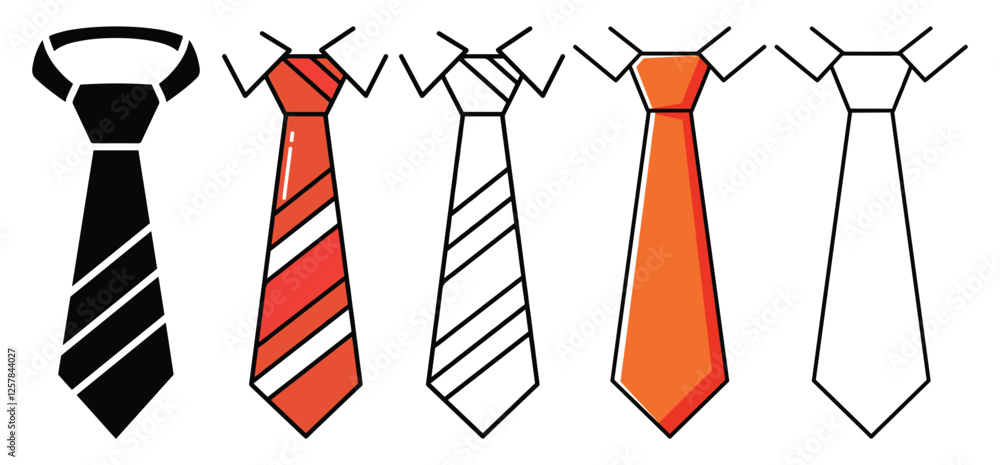 A Tie Vector Art and silhouette on a white background A Tie Vector Art and silhouette on a white background
