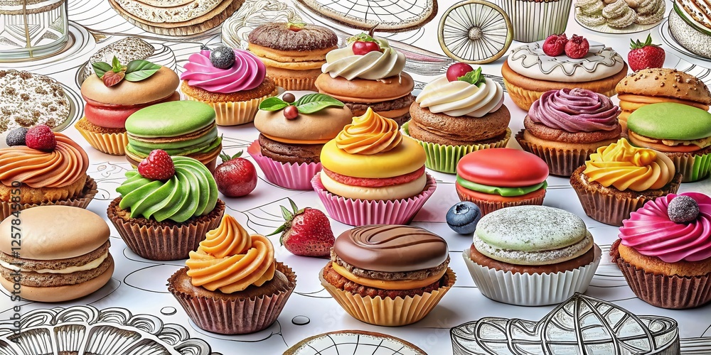 Architectural Line Drawings of Delicious Sweets: Cakes, Cookies, & Candies Architectural Line Drawings of Delicious Sweets: Cakes, Cookies, & Candies