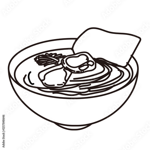 シンプルなラーメンイラスト_白黒