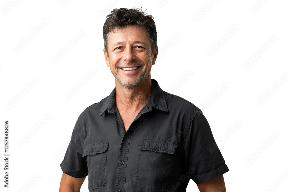 Smiling man in casual shirt isolated on white or transparent, PNG Smiling man in casual shirt isolated on white or transparent, PNG