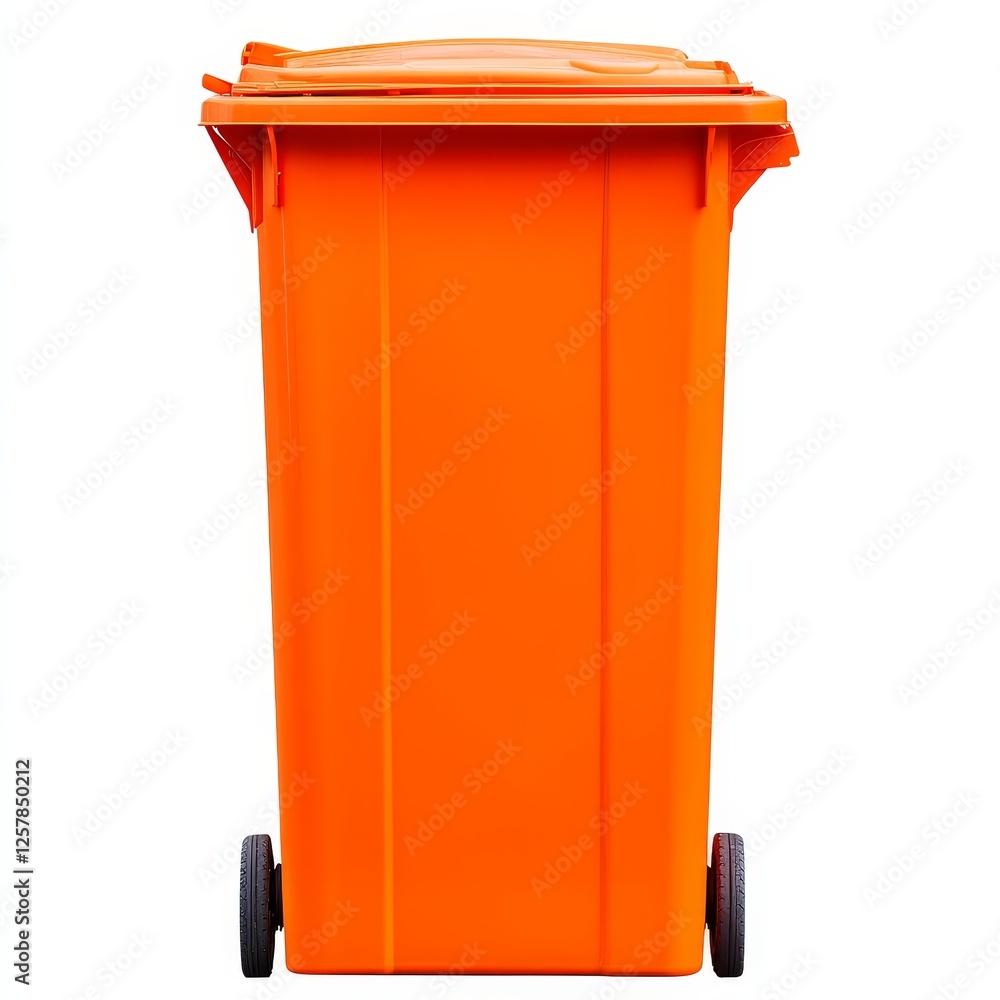 garbage can standing alone against a white background, symbolizing waste management, cleanliness, and environmental responsibility. garbage can standing alone against a white background, symbolizing waste management, cleanliness, and environmental responsibility.