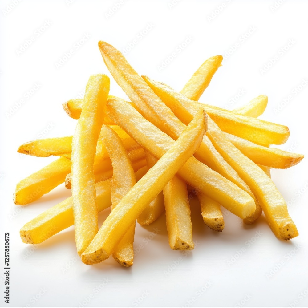 Pile of Golden Brown French Fries Isolated on White Background Pile of Golden Brown French Fries Isolated on White Background