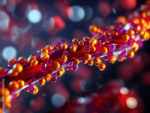 Visualizing lipoprotein science microscopic view of lipid particles laboratory setting scientific illustration photo