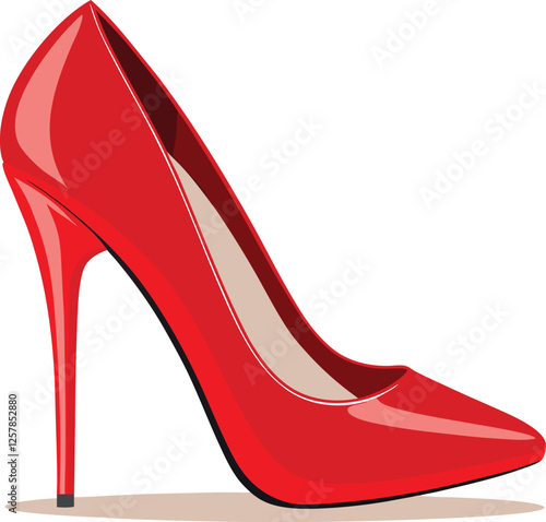 Elegant Red High Heel Shoe Vector Illustration for Fashion and Design Free Download