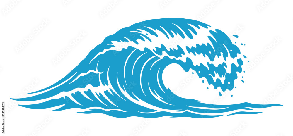 A Sea Wave Silhouette Vector Art and silhouette on a white background A Sea Wave Silhouette Vector Art and silhouette on a white background