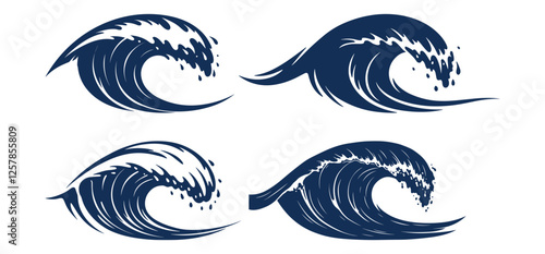 A Sea Wave Silhouette Vector Art and  silhouette on a white background 