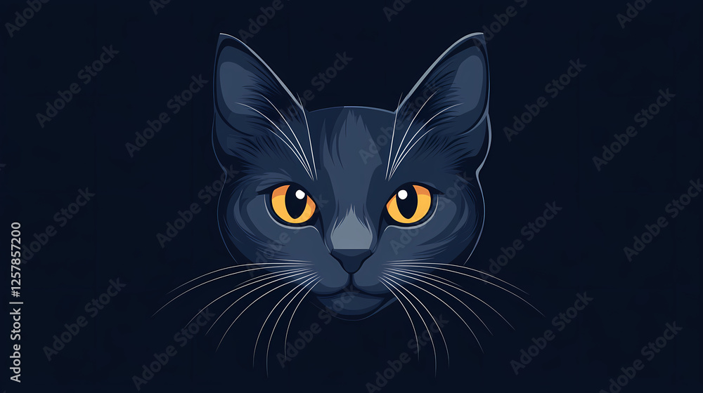 Mysterious Cat Illustration with Black Background Mysterious Cat Illustration with Black Background