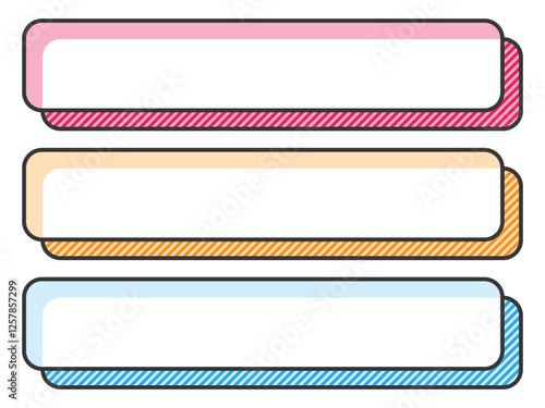 POPに使える漫画風囲み枠横長3種セット　角丸　ストライプ（Affinity Designer版）