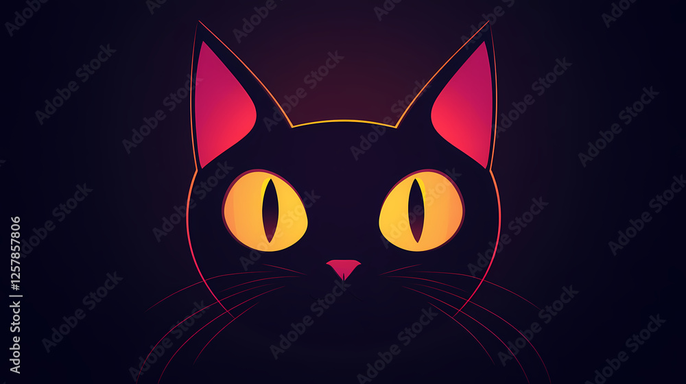 Fototapeta premium Mysterious and Cute: A Cartoon Black Cat Close-Up