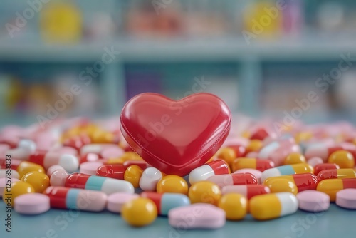 Heart health awareness statins and medications pharmacy setting health imagery wellness concept photo