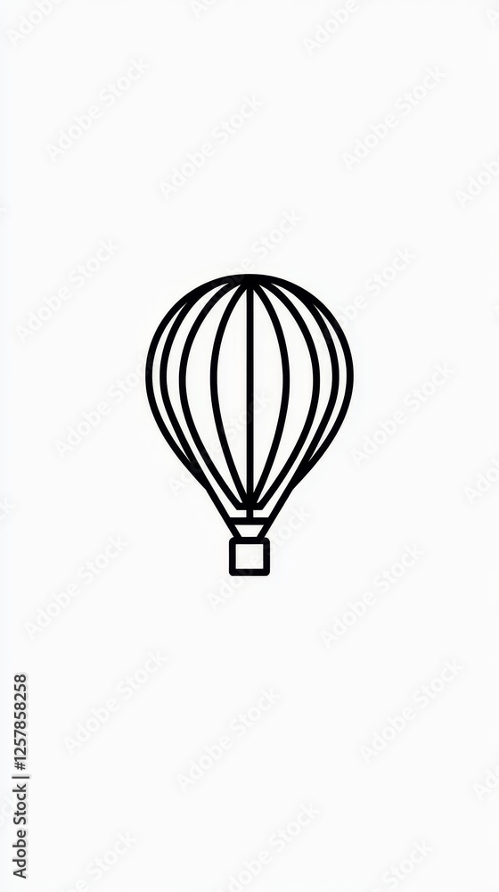 Naklejka premium Hot Air Balloon Icon - Simple Line Art Design