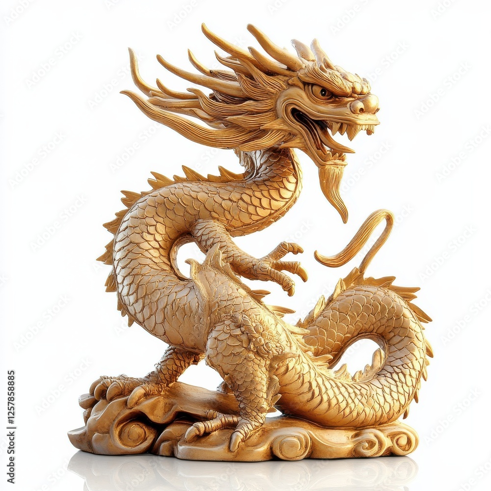 Fototapeta premium chinese dragon statue on white background