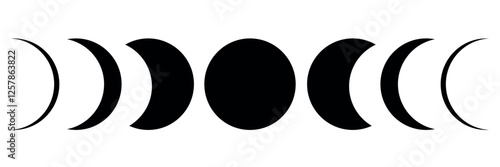 Moon phases flat icon illustration isolated on white background.eps10