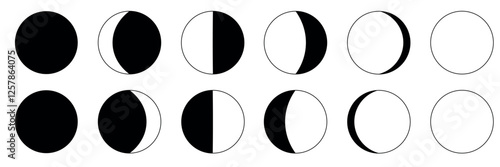 Moon phases flat icon illustration isolated on white background.eps10