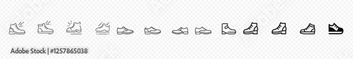 Shoes set icon. Leather shoe icon, Collection of shoes in doodle style. silhouette Shoes or Sneakers Icon Set, Footwear Icons