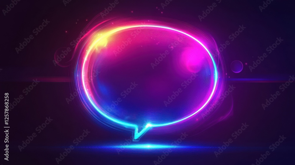 Obraz premium Quote speech bubble abstract laser neon frame background. Vector design