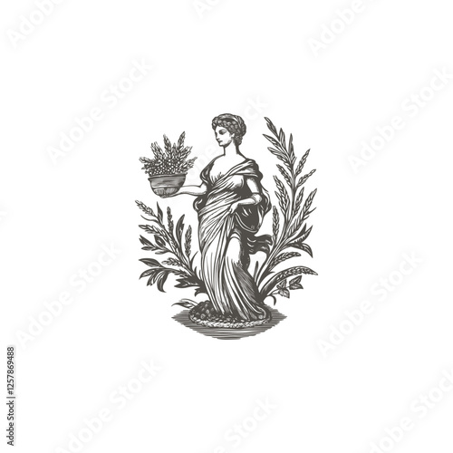 Demeter ancient greek mythology Goddess of the harvest design vector template logo t-shirt illustration