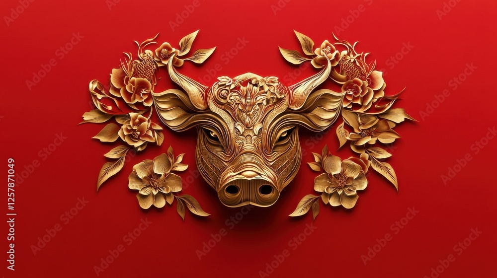Happy chinese new year 2019 Zhu Bajie Zodiac sign with gold paper cut art and craft style on color Background.(Chinese Translation : Year of the pig) Happy chinese new year 2019 Zhu Bajie Zodiac sign with gold paper cut art and craft style on color Background.(Chinese Translation : Year of the pig)