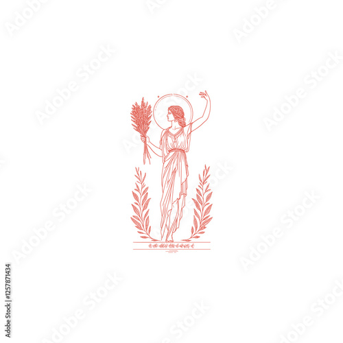 Demeter ancient greek mythology Goddess of the harvest design vector template logo t-shirt illustration