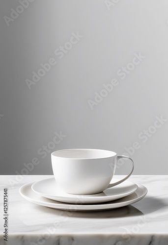 Wallpaper Mural minimalist design featuring empty coffee cup saucer reflecting clean lines simple shapes balance, barista, beverage, blend, bowl, brew, ceramic, chic Torontodigital.ca