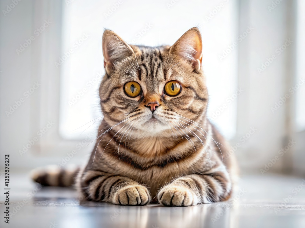 Scottish Shorthair Cat Portrait, Playful Kitten Photo, White Background, Cute Cat Photography Scottish Shorthair Cat Portrait, Playful Kitten Photo, White Background, Cute Cat Photography