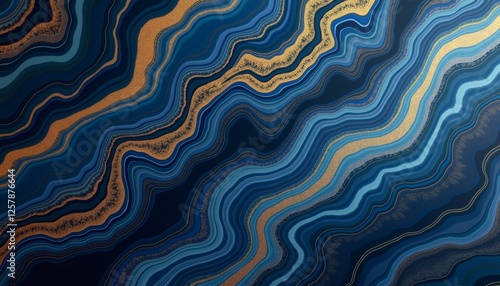 Elegant Blue and Gold Agate Abstract