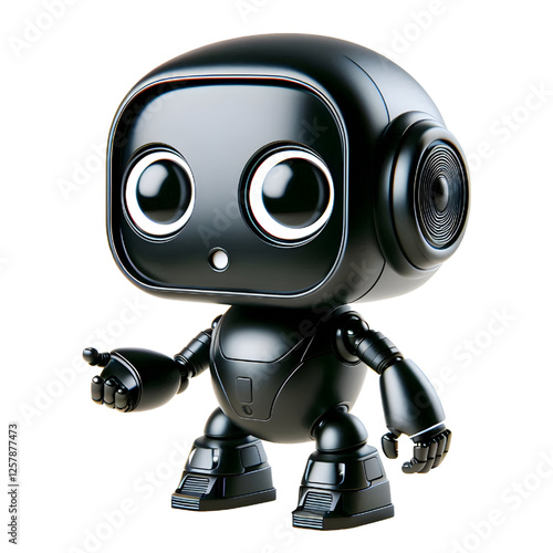 3D Cute black robot AI isolated on white background