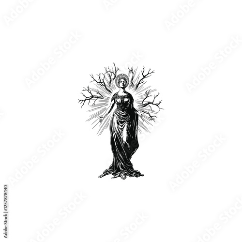 Frigg norse goddess mythology design vector template logo t-shirt illustration