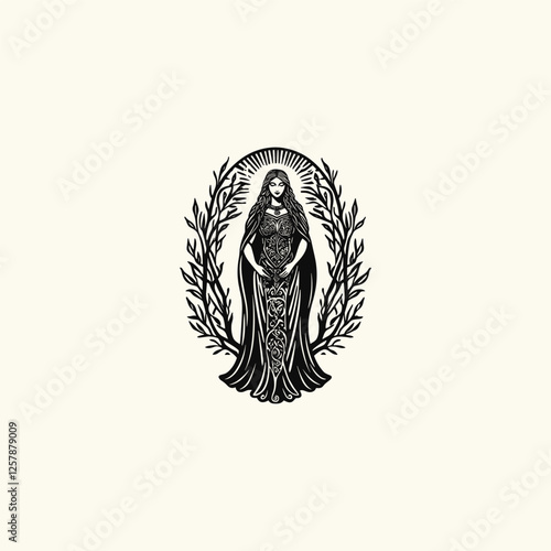 Frigg norse goddess mythology design vector template logo t-shirt illustration