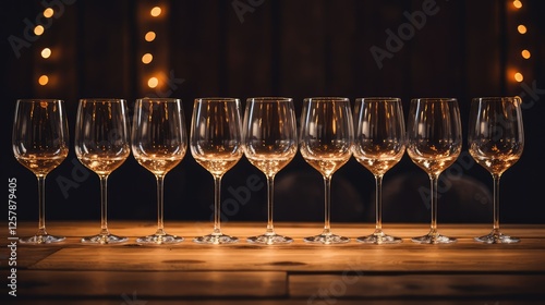 sprklg wine glasses in a row photo