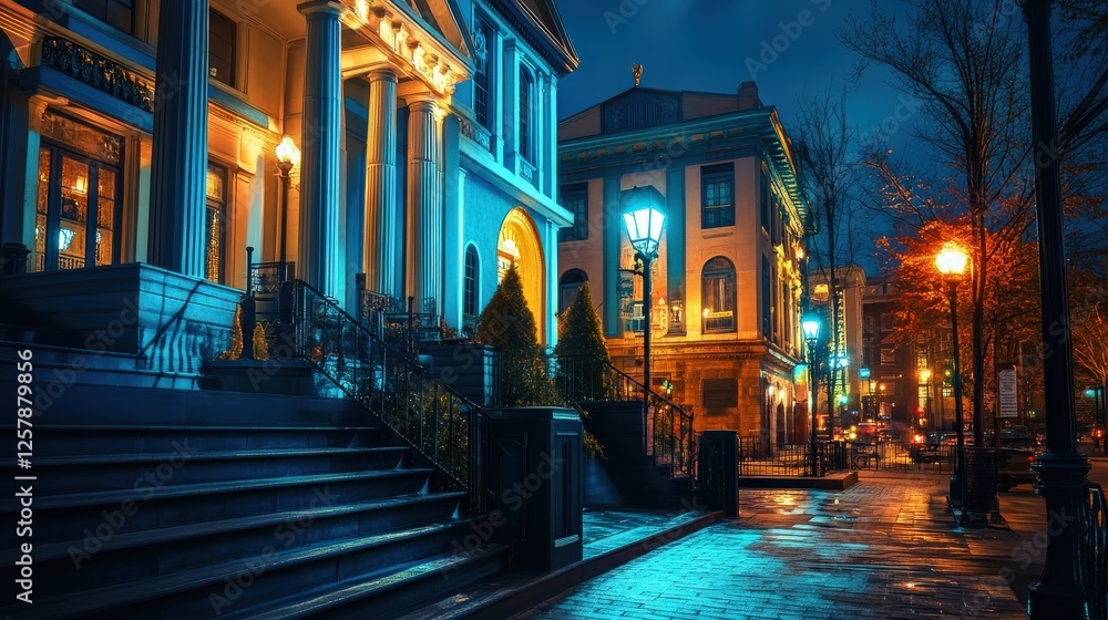 Fototapeta premium Alexandria Market Square and City Hall at Night in Old Town - Architectural Beauty
