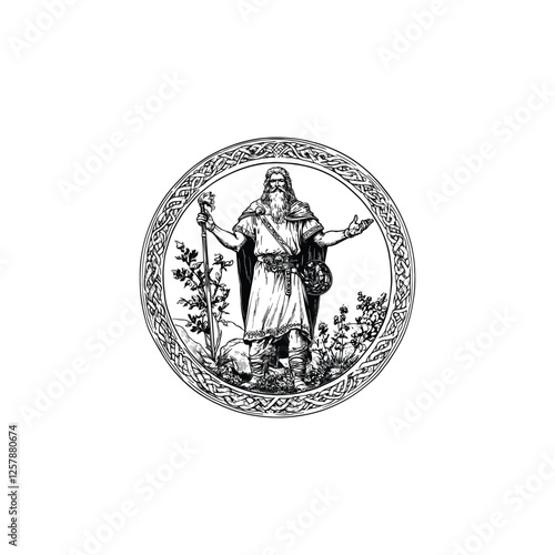 Freyr god norse mythology design vector template logo t-shirt illustration