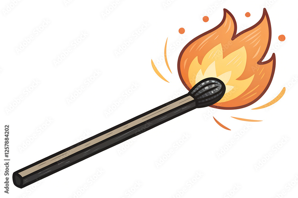 A match is lit and the flame is burning brightly.
A match is lit and the flame is burning brightly.