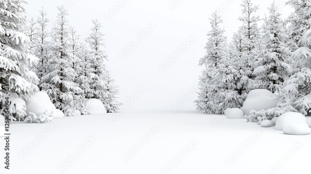 Fototapeta premium Snowy forest scene, perfect for winter background, product presentation