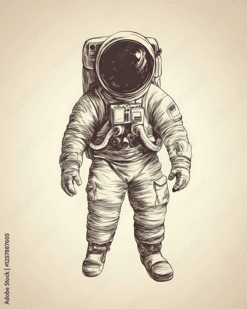 Astronaut Sketch. Hand Drawn Graphic Illustration of Space Man Floating in Universe Astronaut Sketch. Hand Drawn Graphic Illustration of Space Man Floating in Universe