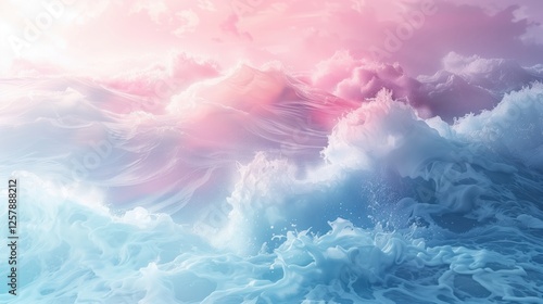 A surreal depiction of ocean waves in soft pastel colors, symbolizing the rhythmic cycles of hormones, balance in the body, and the interconnectedness of mind and health photo