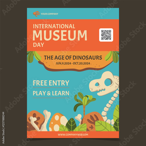 International museum day flyer in flat style