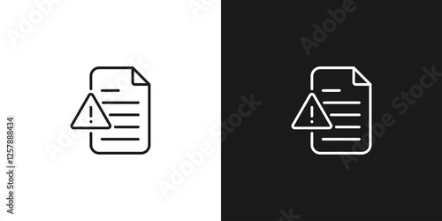 Outline file damage icon. Document with exclamation mark, danger data.