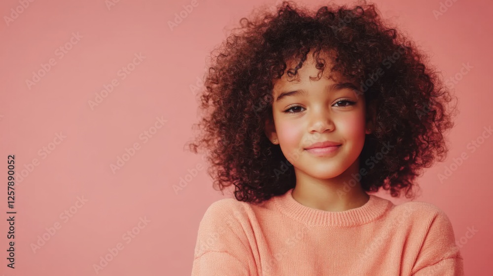 portrait of a smiling young girl with curly hair portrait of a smiling young girl with curly hair