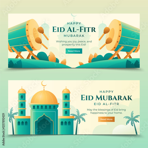 Eid al-Fitr Gradient Horizontal banners