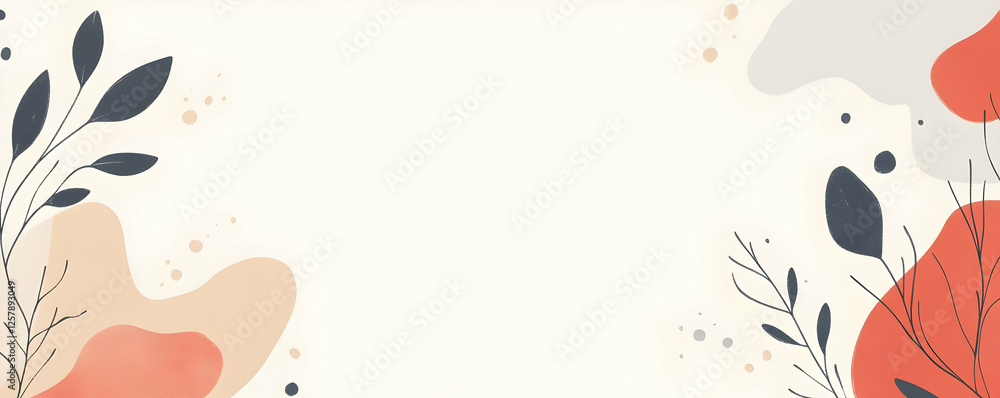 Fototapeta premium Abstract floral banner; cream background