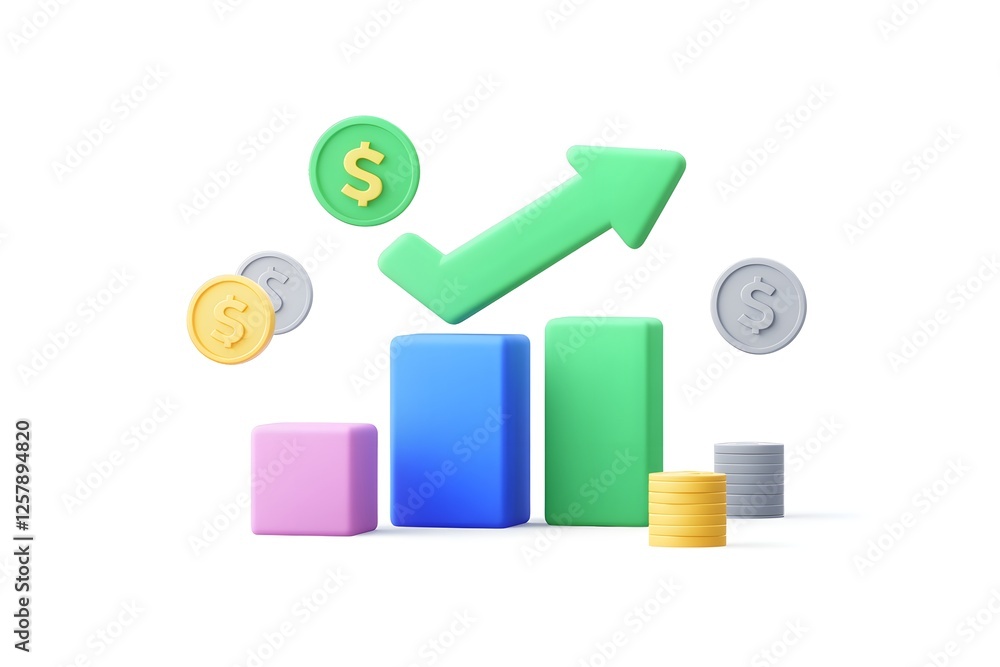 Colorful financial growth graphic with dollar signs Colorful financial growth graphic with dollar signs