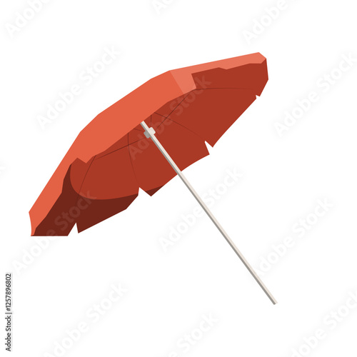 Beach Umbrella In Flat Vector Illustration Symbolizing Sun Protection, Summer Relaxation, And Outdoor Comfort, Isolated On White Background