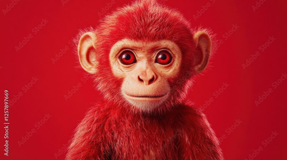 Fototapeta premium chinese monkey toy on red background