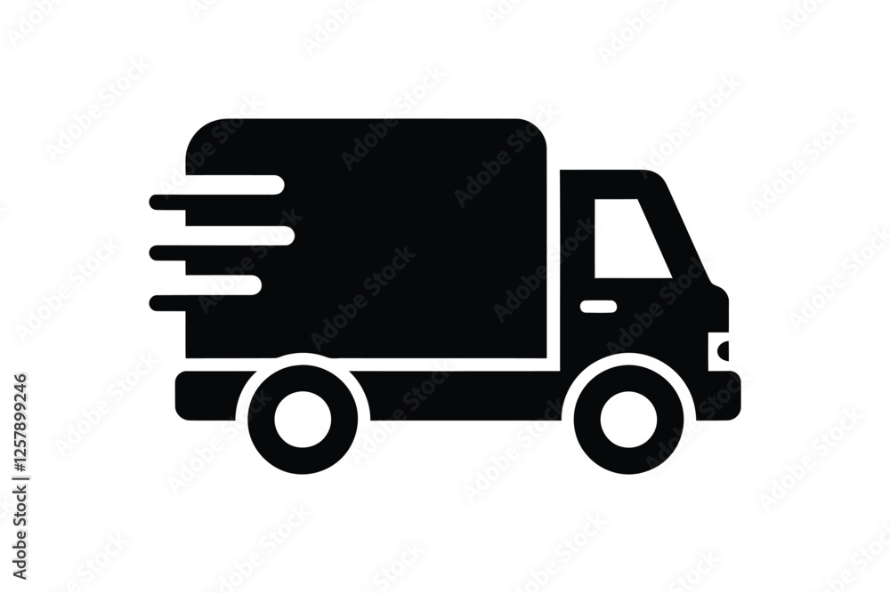Black delivery truck icon vector.Fast shipping delivery truck flat vector on white background for transportation apps and website. Black delivery truck icon vector.Fast shipping delivery truck flat vector on white background for transportation apps and website.