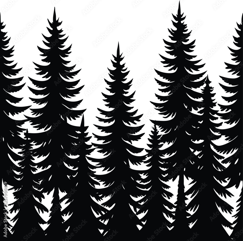 Obraz premium Vector silhouette Fir trees