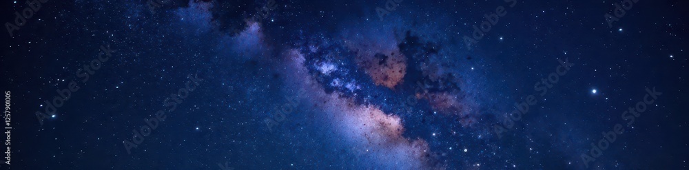 Naklejka premium Night sky, Milky Way galaxy with stars, our solar system , planets, light years