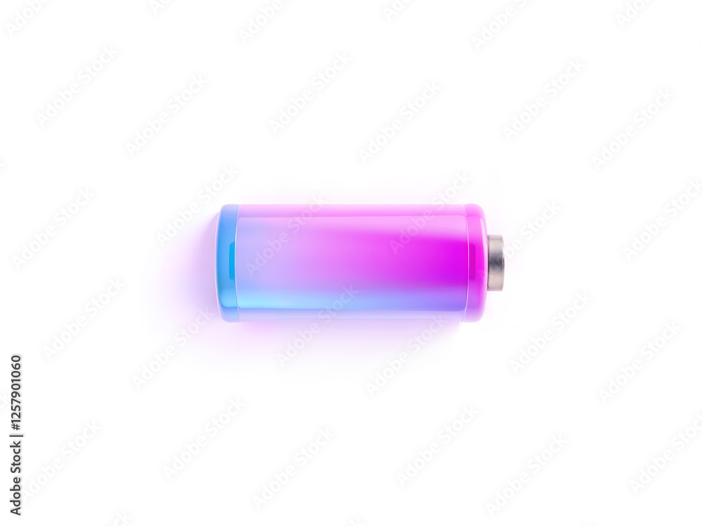 A futuristic glowing low battery icon with a gradient neon effect, symbolizing low energy and depletion isolated on white background. Generative AI A futuristic glowing low battery icon with a gradient neon effect, symbolizing low energy and depletion isolated on white background. Generative AI