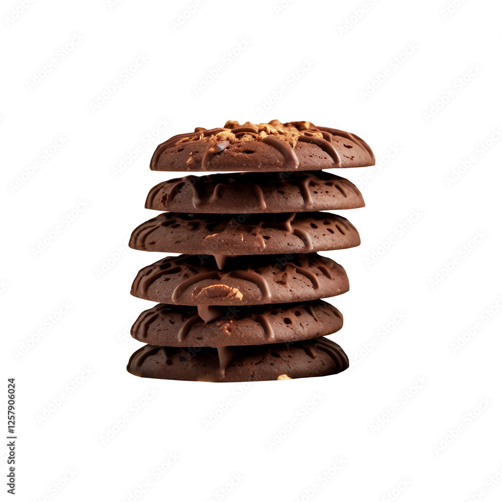 Pile of chocolate biscuits on transparent background Pile of chocolate biscuits on transparent background